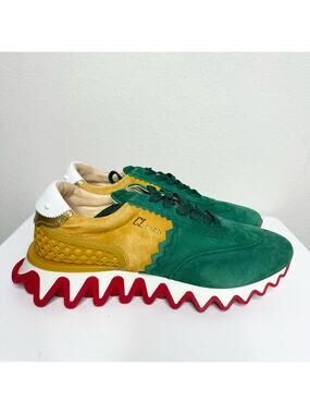 NEW Christian Louboutin Loubishark Sneakers Size 45.5 / US 12.5 Green Yellow Red